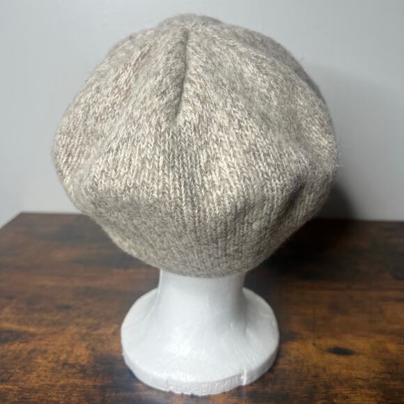 Vintage Unbranded Speckled Taupe Wool Blend Beret Style Newsboy Hat Academia - Picture 3 of 7